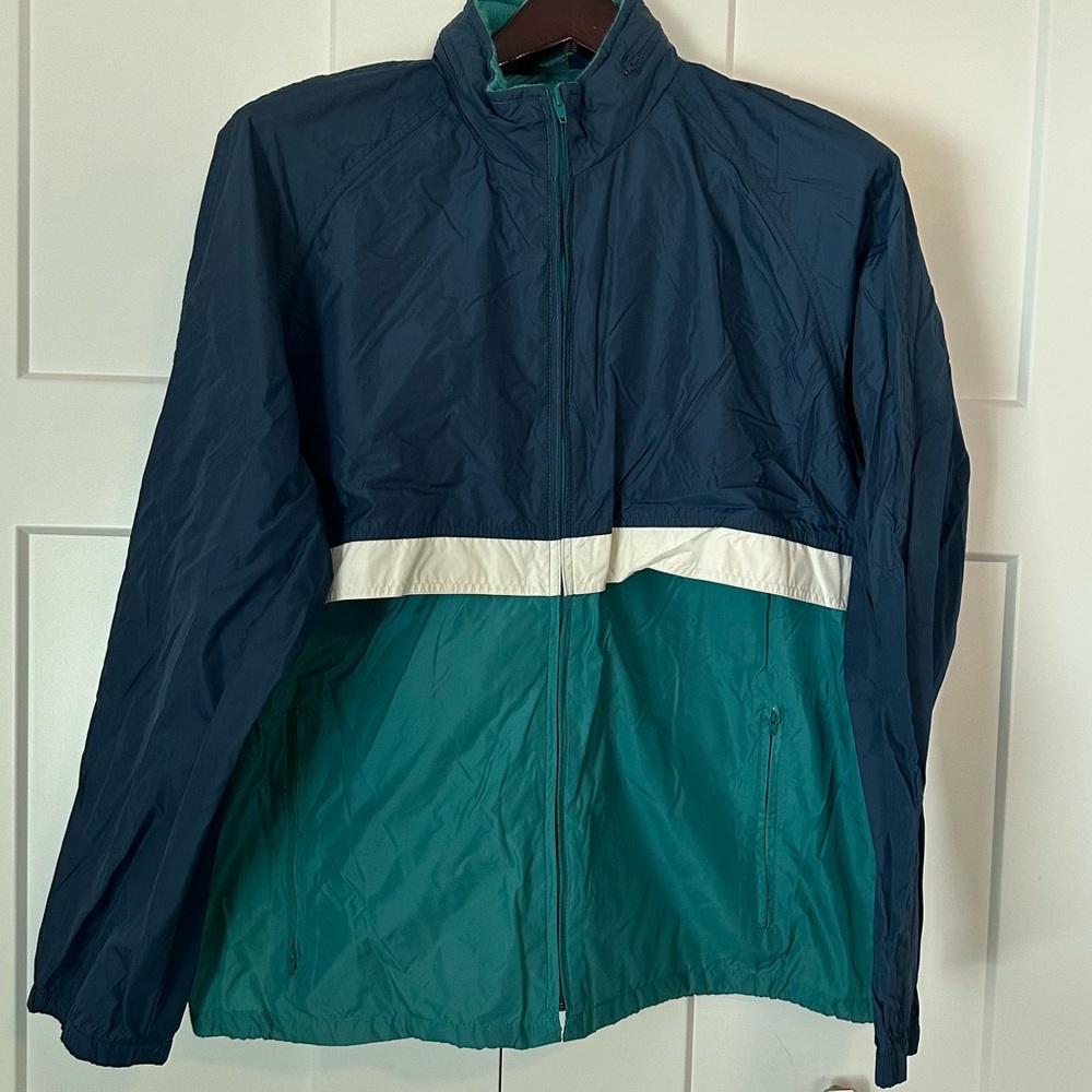 Men's Vintage 90s Woolrich Teal & Navy Lightweight Colorblock Windbreaker  L
